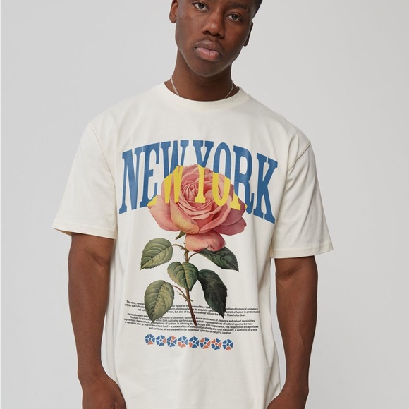 New Sz L Kid Dangerous New York Rose Antique White Tee - Picture 6 of 6